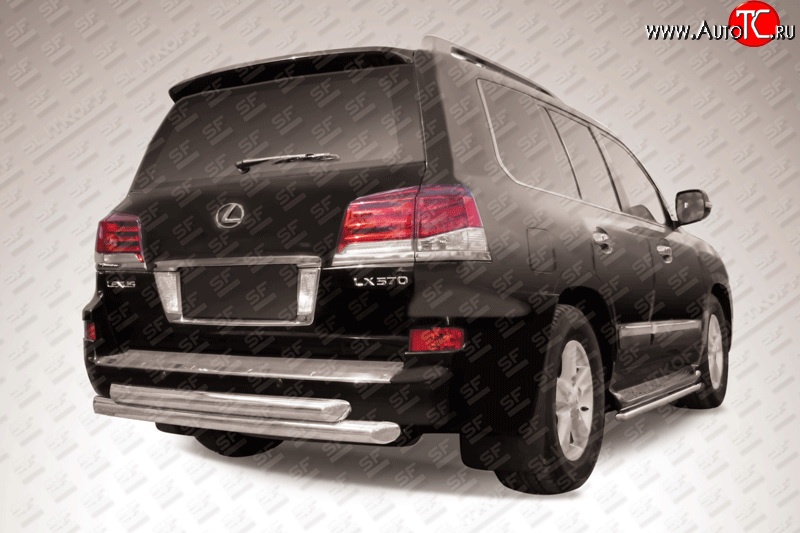22 999 р. Двойная защита заднего бампера из труб диаметрами по 76 мм Slitkoff  Lexus LX570  J200 (2012-2015) 1-ый рестайлинг (Нержавейка, Полированная)  с доставкой в г. Пермь