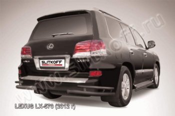 Защита заднего бампера из уголков d76+d42 Slitkoff (двойные) Lexus LX570  J200 (2012-2015) 1-ый рестайлинг