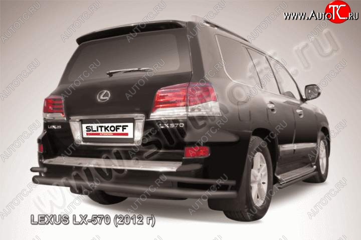 17 999 р. Защита заднего бампера из труб d76+42 Slitkoff (с уголками)  Lexus LX570  J200 (2012-2015) 1-ый рестайлинг (Цвет: серебристый)  с доставкой в г. Пермь