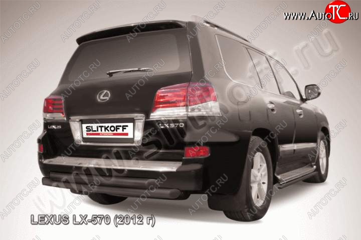 17 999 р. Защита заднего бампера из труб d76 Slitkoff (двойная)  Lexus LX570  J200 (2012-2015) 1-ый рестайлинг (Цвет: серебристый)  с доставкой в г. Пермь