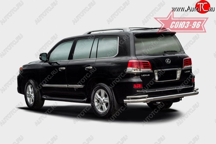 25 649 р. Защита заднего бампера из двух труб Souz-96 (d76 /42)  Lexus LX570  J200 (2012-2015) 1-ый рестайлинг  с доставкой в г. Пермь