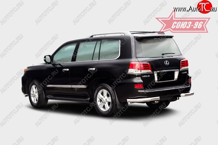6 349 р. Защита заднего бампера из боковых уголков (d76) Souz-96 Lexus LX570 J200 1-ый рестайлинг (2012-2015)  с доставкой в г. Пермь
