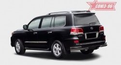 Защита заднего бампера из двойных боковых уголков (d76х42) Black Souz-96 Lexus LX570  J200 (2012-2015) 1-ый рестайлинг