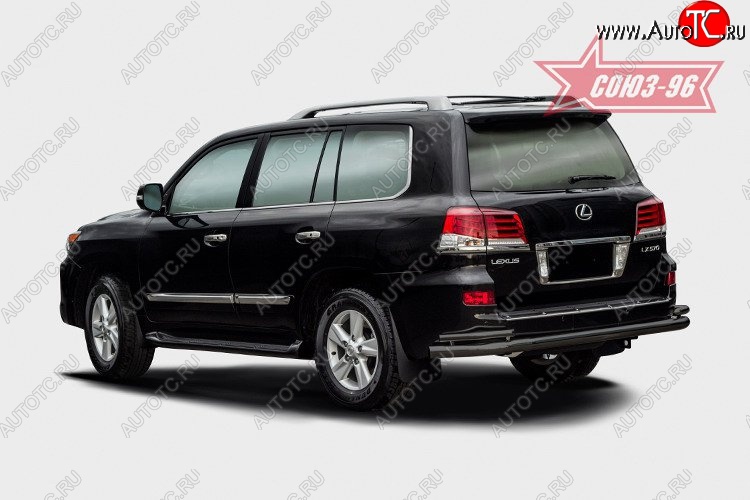 25 649 р. Двойная защита заднего бампера d76/42 чёрного цвета Souz-96  Lexus LX570  J200 (2012-2015) 1-ый рестайлинг  с доставкой в г. Пермь