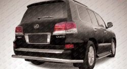 Защита заднего бампера из длинной трубы диаметром 76 мм Slitkoff Lexus LX570  J200 (2012-2015) 1-ый рестайлинг (Нержавеющая сталь)