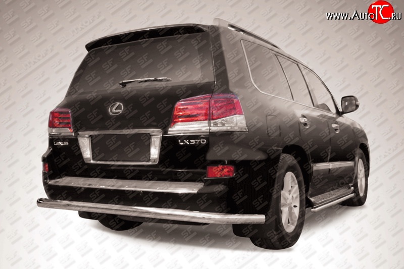 20 449 р. Защита заднего бампера из длинной трубы диаметром 76 мм Slitkoff  Lexus LX570  J200 (2012-2015) 1-ый рестайлинг (Нержавеющая сталь)  с доставкой в г. Пермь