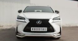 Защита переднего бампера (Ø63 мм волна, нержавейка, F-SPORT) SLITKOFF Lexus NX200T  Z10 (2014-2017)