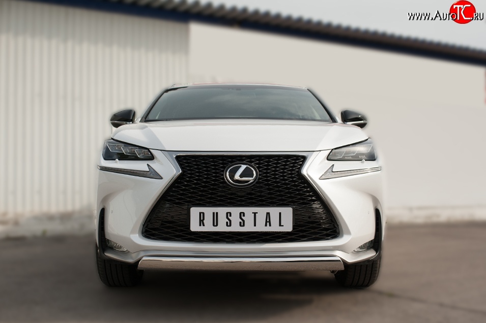 11 599 р. Защита переднего бампера (Ø75х42 мм, нержавейка, F-SPORT) Russtal Lexus NX200T Z10 (2014-2017)  с доставкой в г. Пермь