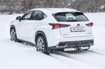 20 199 р. Фаркоп Petroil Tuning (съемный квадрат, с нержавеющей пластиной, под 1 выхлопную трубу) Lexus NX200 Z10 рестайлинг (2017-2021)  с доставкой в г. Пермь. Увеличить фотографию 4