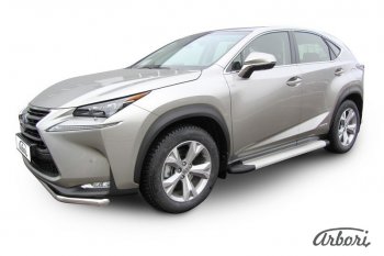 Порожки для ног Arbori Optima Silver Lexus NX300h  Z10 (2014-2017) дорестайлинг