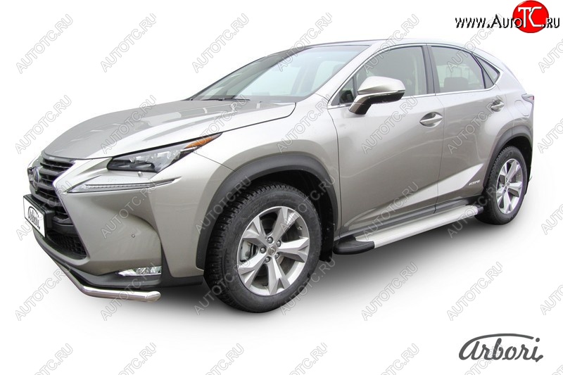 10 979 р. Порожки для ног Arbori Optima Silver  Lexus NX300h  Z10 (2014-2017) дорестайлинг  с доставкой в г. Пермь