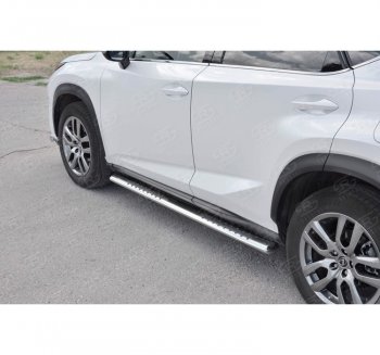 19 399 р. Пороги труба 120х60 Russtal (овал с проступью) Lexus NX300h Z10 дорестайлинг (2014-2017)  с доставкой в г. Пермь. Увеличить фотографию 2