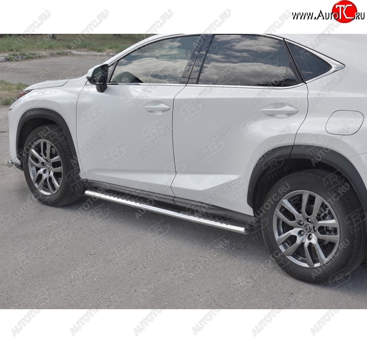 19 399 р. Пороги труба 120х60 Russtal (овал с проступью) Lexus NX300h Z10 дорестайлинг (2014-2017)  с доставкой в г. Пермь