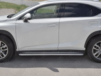 24 649 р. Порожки для ног (труба Ø42) SLITKOFF  Lexus NX300h  Z10 (2014-2017) дорестайлинг (лист алюм, проф. нерж)  с доставкой в г. Пермь. Увеличить фотографию 2