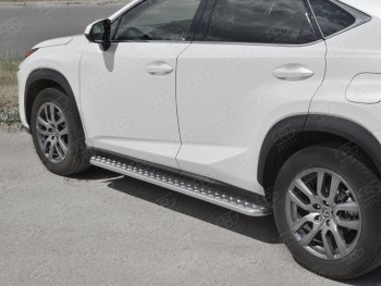24 649 р. Порожки для ног (труба Ø42) SLITKOFF  Lexus NX300h  Z10 (2014-2017) дорестайлинг (лист алюм, проф. нерж)  с доставкой в г. Пермь. Увеличить фотографию 4