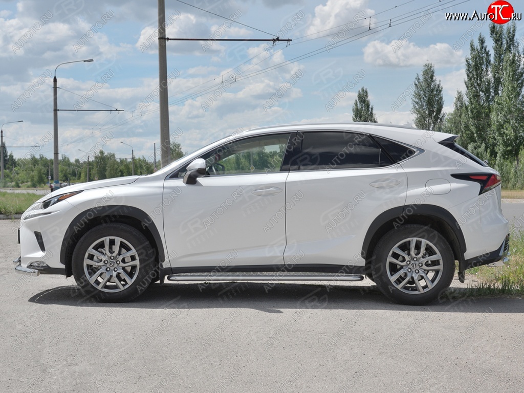 24 649 р. Порожки для ног (труба Ø42) SLITKOFF  Lexus NX300h  Z10 (2014-2017) дорестайлинг (лист алюм, проф. нерж)  с доставкой в г. Пермь