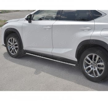 16 649 р. Пороги труба 75х42 Russtal (овал с проступью) Lexus NX300h Z10 дорестайлинг (2014-2017)  с доставкой в г. Пермь. Увеличить фотографию 2
