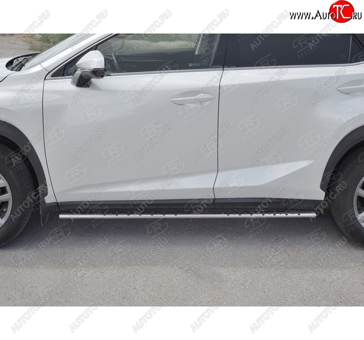 16 649 р. Пороги труба 75х42 Russtal (овал с проступью) Lexus NX300h Z10 дорестайлинг (2014-2017)  с доставкой в г. Пермь
