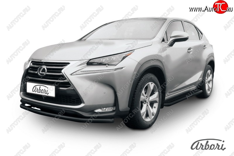 7 019 р. Защита переднего бампера Arbori (радиусная, черная, 1 труба d57 mm). Lexus NX300h Z10 дорестайлинг (2014-2017)  с доставкой в г. Пермь