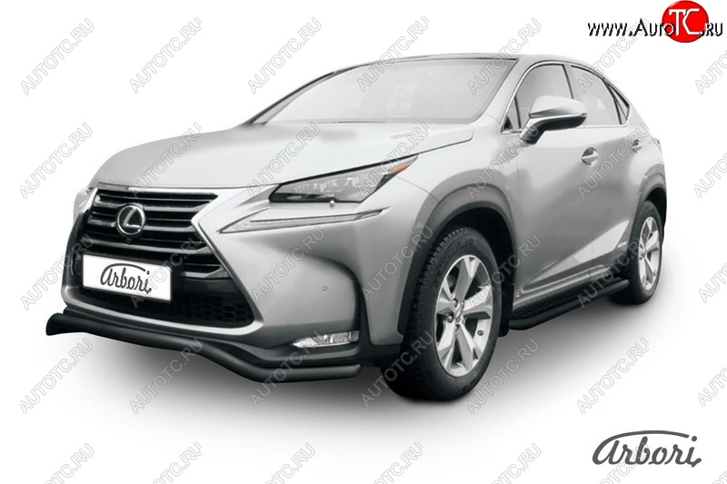 7 559 р. Защита переднего бампера Arbori (волна, черная, 1 труба d57 mm). Lexus NX300h Z10 дорестайлинг (2014-2017)  с доставкой в г. Пермь