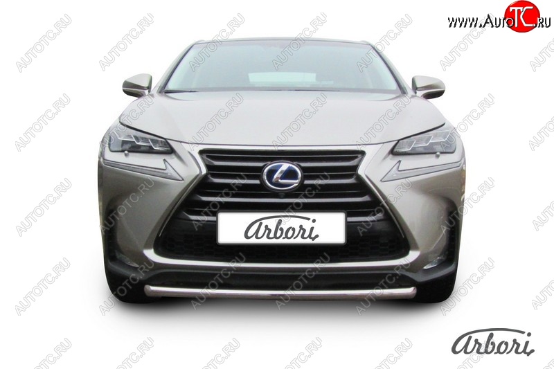 8 549 р. Защита переднего бампера Arbori (короткая, нержавейка, 1 труба d57 mm). Lexus NX300h Z10 дорестайлинг (2014-2017)  с доставкой в г. Пермь