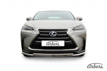 15 029 р. Защита переднего бампера Arbori (нержавейка, 2 трубы d57 и 42 mm)  Lexus NX300h  Z10 (2014-2017) дорестайлинг  с доставкой в г. Пермь. Увеличить фотографию 2