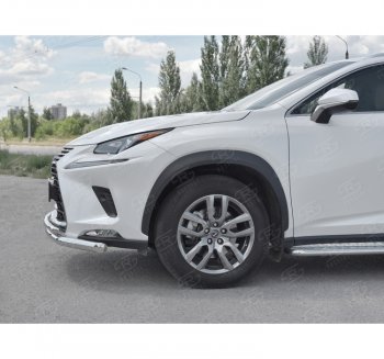 20 549 р. Защита переднего бампера (2 трубы Ø63 и 42 мм, нержавейка) SLITKOFF  Lexus NX300h  Z10 (2014-2017) дорестайлинг  с доставкой в г. Пермь. Увеличить фотографию 2