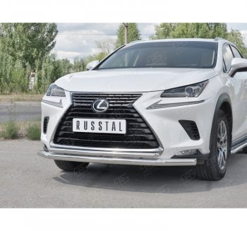 20 549 р. Защита переднего бампера (2 трубы Ø63 и 42 мм, нержавейка) SLITKOFF  Lexus NX300h  Z10 (2014-2017) дорестайлинг  с доставкой в г. Пермь. Увеличить фотографию 3