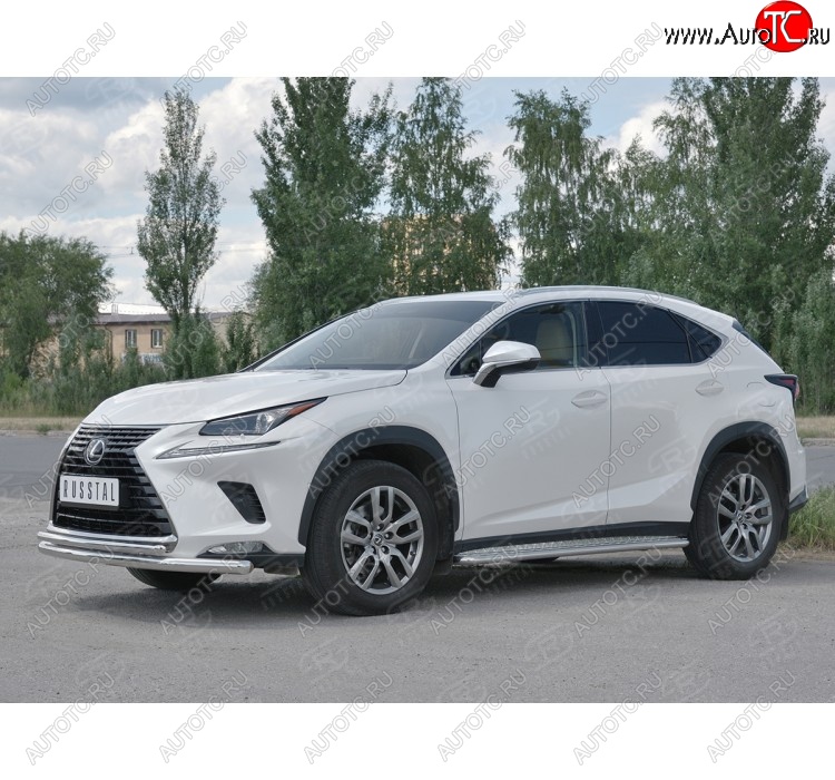 20 549 р. Защита переднего бампера (2 трубы Ø63 и 42 мм, нержавейка) SLITKOFF  Lexus NX300h  Z10 (2014-2017) дорестайлинг  с доставкой в г. Пермь