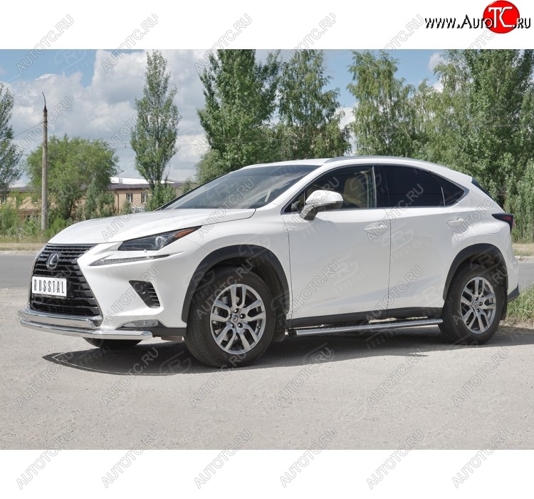 15 799 р. Защита переднего бампера (2 трубы Ø63 и 75х42 мм, нержавейка) Russtal Lexus NX300h Z10 дорестайлинг (2014-2017)  с доставкой в г. Пермь