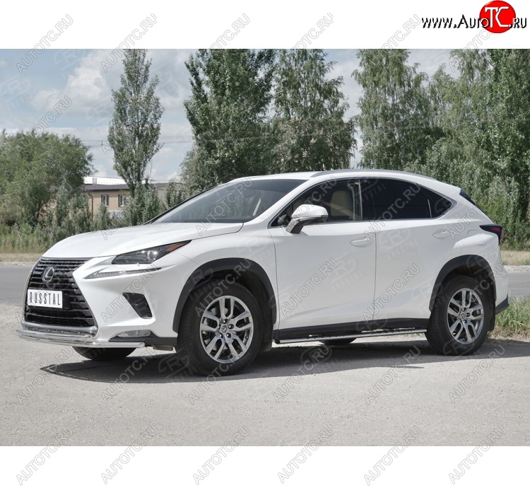 18 949 р. Защита переднего бампера (2 трубы Ø42 мм, нержавейка) SLITKOFF  Lexus NX300h  Z10 (2014-2017) дорестайлинг  с доставкой в г. Пермь