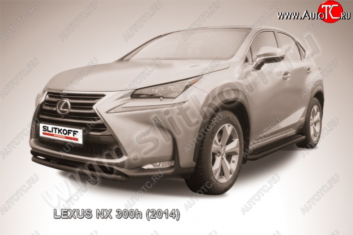 5 999 р. Защита переднего бампера из трубы d57 Slitkoff (короткая) Lexus NX300h Z10 дорестайлинг (2014-2017) (Цвет: серебристый)  с доставкой в г. Пермь