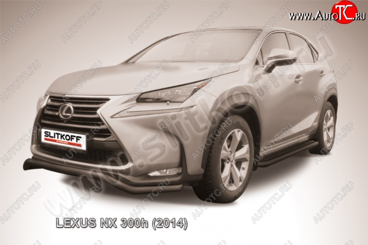 9 999 р. Защита переднего бампера из трубы d57 Slitkoff (волна) Lexus NX300h Z10 дорестайлинг (2014-2017) (Цвет: серебристый)  с доставкой в г. Пермь