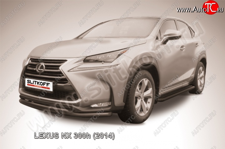 10 649 р. Защита переднего бампера из труб d57+42 Slitkoff (двойная) Lexus NX300h Z10 дорестайлинг (2014-2017) (Цвет: серебристый)  с доставкой в г. Пермь