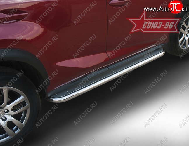 20 249 р. Защита порогов с листом F-Sport Souz-96 (d60). Lexus NX200 Z10 дорестайлинг (2014-2017)  с доставкой в г. Пермь