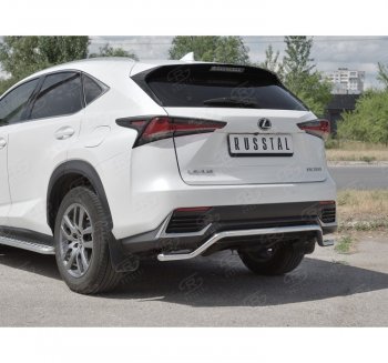 15 999 р. Защита заднего бампера (Ø42 мм волна, нержавейка) SLITKOFF  Lexus NX300h  Z10 (2014-2017) дорестайлинг  с доставкой в г. Пермь. Увеличить фотографию 3