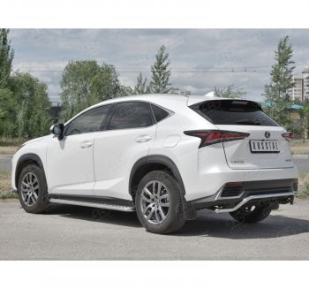 Защита заднего бампера (Ø42 мм волна, нержавейка) SLITKOFF Lexus NX300h  Z10 (2014-2017) дорестайлинг