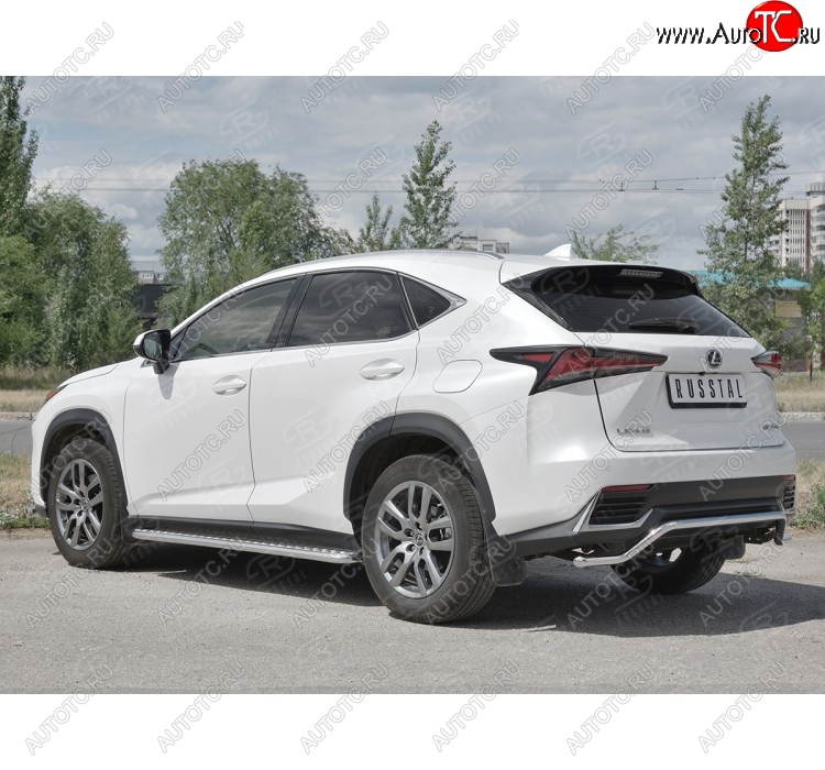 15 999 р. Защита заднего бампера (Ø42 мм волна, нержавейка) SLITKOFF  Lexus NX300h  Z10 (2014-2017) дорестайлинг  с доставкой в г. Пермь
