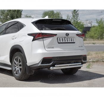 19 699 р. Защита заднего бампера (2 трубы Ø63 и 42 мм, нержавейка) SLITKOFF  Lexus NX300h  Z10 (2014-2017) дорестайлинг  с доставкой в г. Пермь. Увеличить фотографию 3