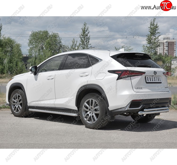 19 699 р. Защита заднего бампера (2 трубы Ø63 и 42 мм, нержавейка) SLITKOFF  Lexus NX300h  Z10 (2014-2017) дорестайлинг  с доставкой в г. Пермь