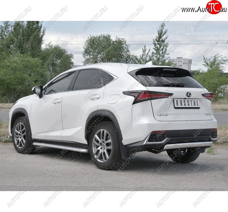 12 999 р. Защита заднего бампера (Ø75х42 мм, нержавейка) Russtal Lexus NX300h Z10 дорестайлинг (2014-2017)  с доставкой в г. Пермь