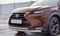 14 349 р. Защита переднего бампера (2 трубыØ63 и 75х42 мм, нержавейка) Russtal Lexus NX200 Z10 дорестайлинг (2014-2017)  с доставкой в г. Пермь. Увеличить фотографию 4