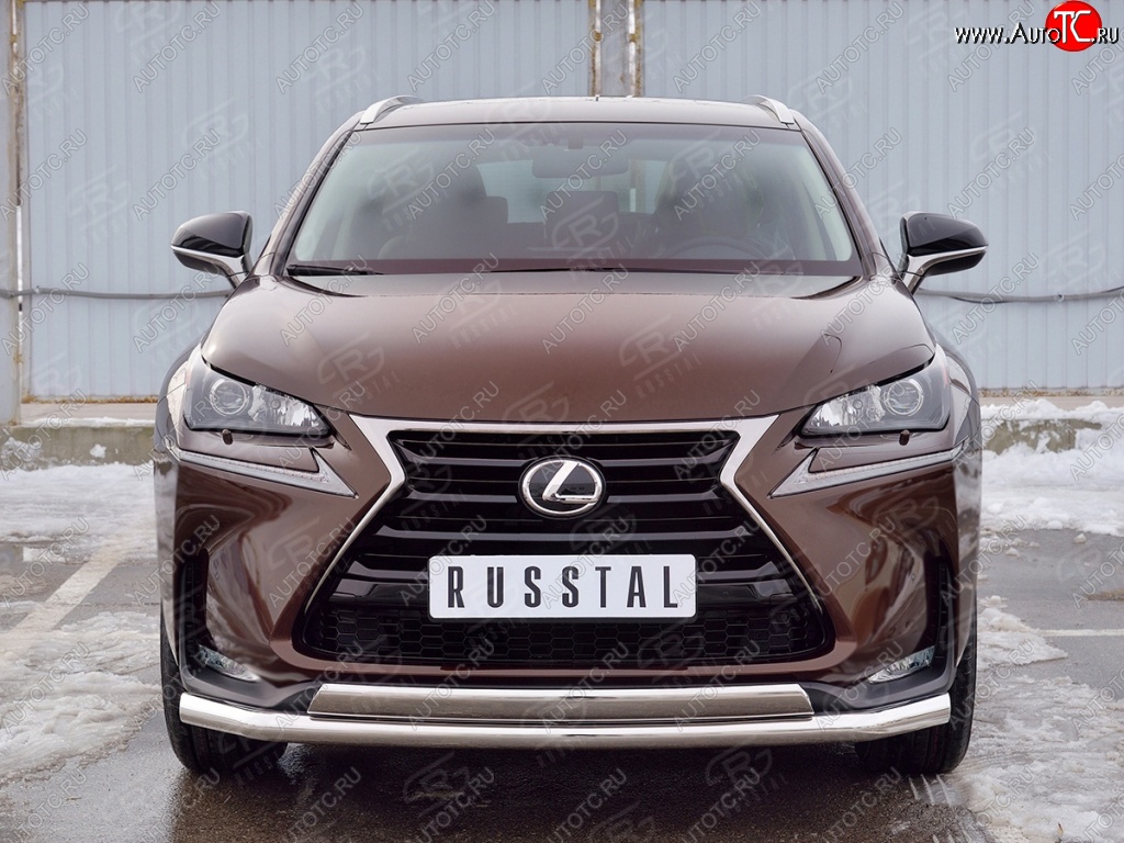 14 349 р. Защита переднего бампера (2 трубыØ63 и 75х42 мм, нержавейка) Russtal Lexus NX200 Z10 дорестайлинг (2014-2017)  с доставкой в г. Пермь