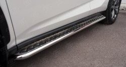 24 649 р. Порожки для ног (Ø42) SLITKOFF Lexus NX200 Z10 дорестайлинг (2014-2017) (лист - алюминий, профиль - нержавейка)  с доставкой в г. Пермь. Увеличить фотографию 3