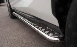 Порожки для ног (Ø42) SLITKOFF Lexus NX200  Z10 (2014-2017) дорестайлинг (лист - алюминий, профиль - нержавейка)
