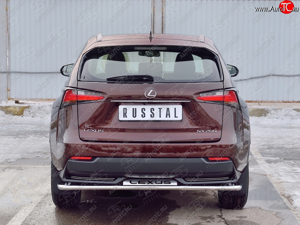 17 599 р. Защита заднего бампера (Ø42 мм с надписью, нержавейка) SLITKOFF Lexus NX200 Z10 дорестайлинг (2014-2017)  с доставкой в г. Пермь