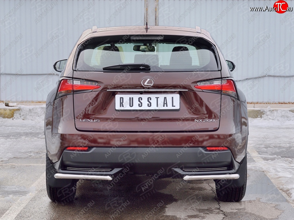 14 549 р. Защита заднего бампера (Ø42 мм уголки, нержавейка) SLITKOFF Lexus NX200 Z10 дорестайлинг (2014-2017)  с доставкой в г. Пермь