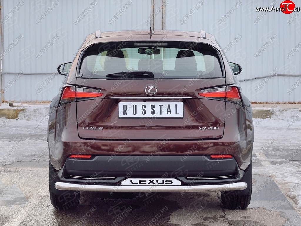 18 999 р. Защита заднего бампера (Ø63 мм с надписью, нержавейка) SLITKOFF Lexus NX200 Z10 дорестайлинг (2014-2017)  с доставкой в г. Пермь