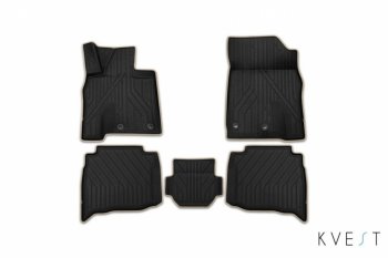 Коврик в салони премиум-класса Kvest Lexus RX450 AL20 дорестайлинг (2015-2019) (Черный с бежевой окантовкой)