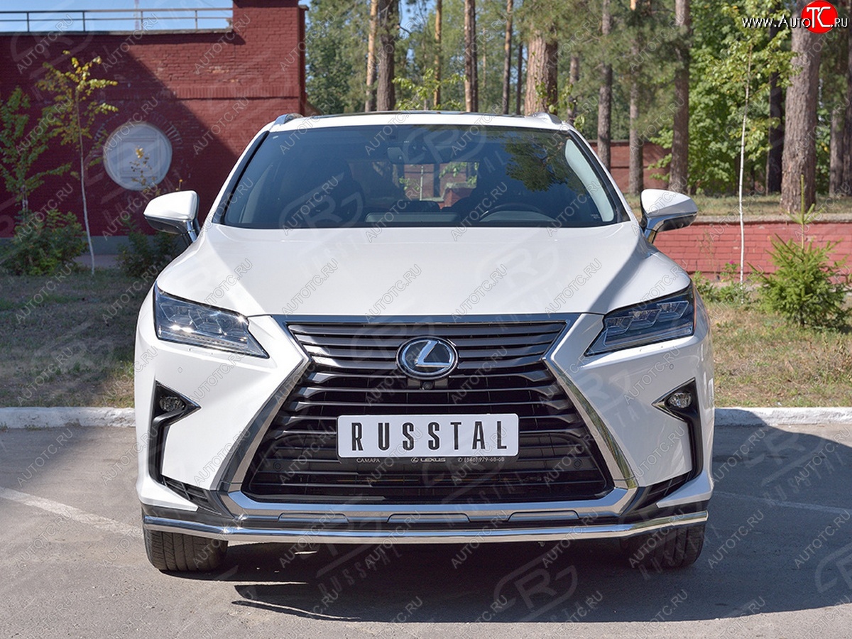 18 299 р. Защита переднего бампера (Ø42 мм, нержавейка, кроме F-Sport) SLITKOFF Lexus RX350L AL20 дорестайлинг (2017-2019)  с доставкой в г. Пермь